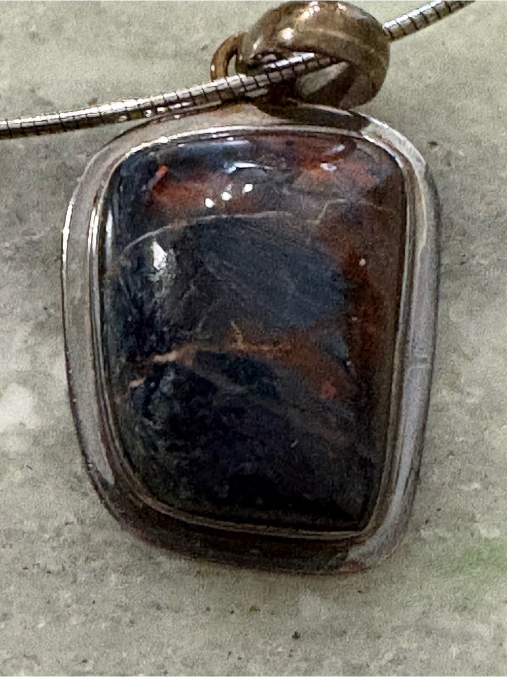 Brown and Blue Pietersite stone pendant with necklace. Strikingly beautiful.